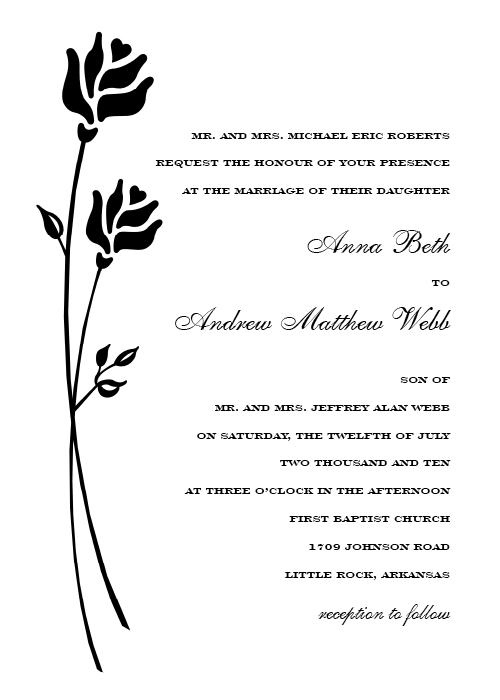 image of panel invitation with flower on side