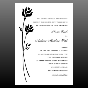 image of invitation - name panel invitation with flower on side