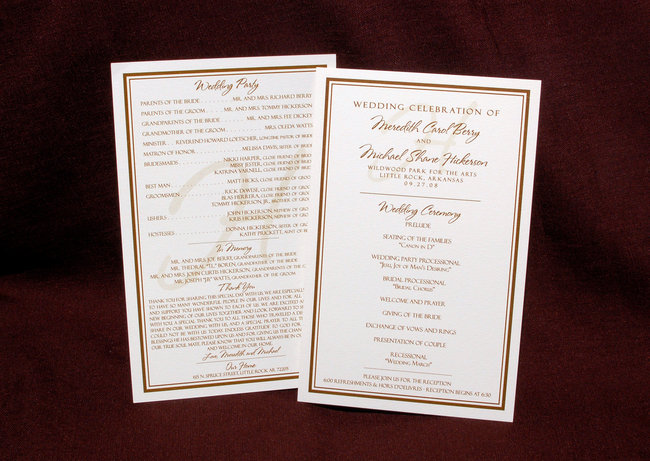 Meredith B wedding program