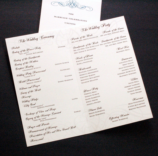 Whitney wedding program click to enlarge